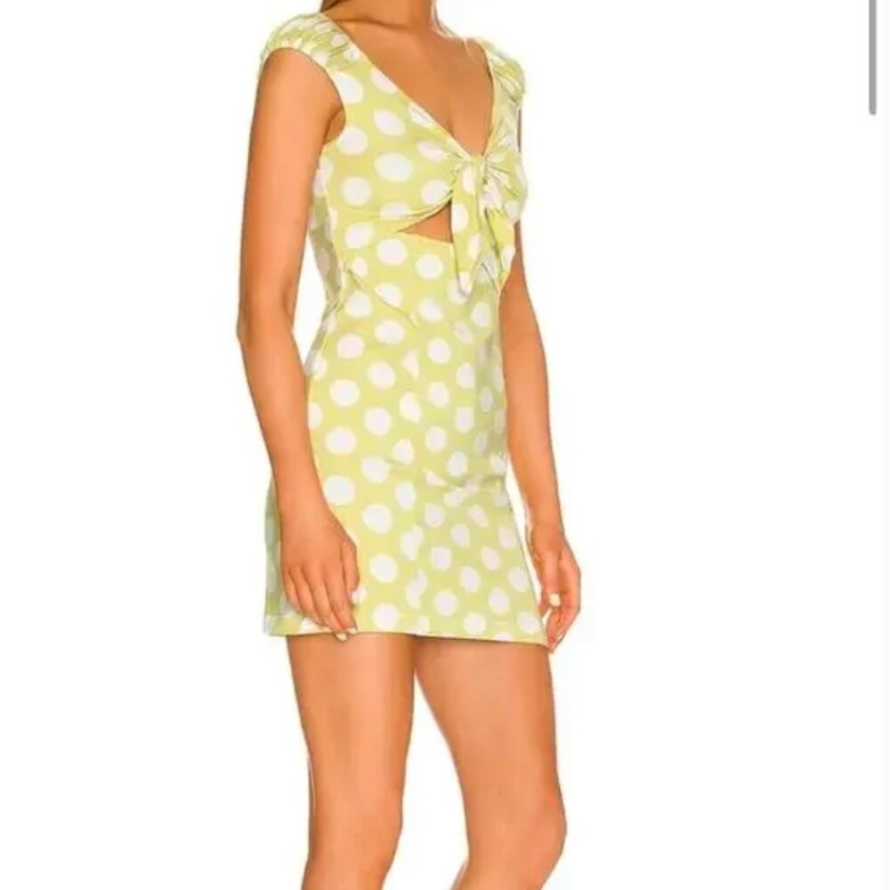 LPA Cinzia Mini Dress Green White Polka Dot XL Amalfi summer